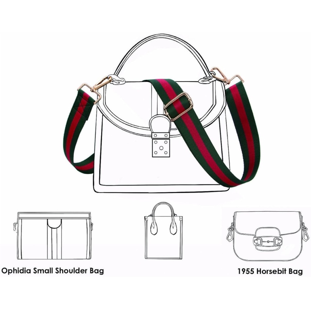 NEW Red/Green Guitar Style Web Canvas
Purse Bag Handbag Strap Adjustable - Picture 3 of 9